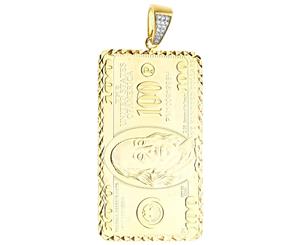 Premium Bling - 925 Sterling Silver US Dollar Pendant gold - Gold