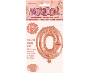 Rose Gold O Alphabet Foil Balloon 35cm