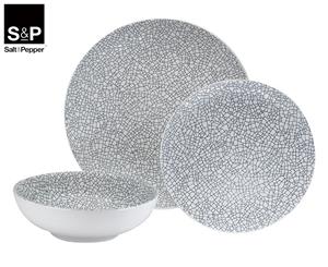 Salt & Pepper 12-Piece Crackle Dinner Set - White/Black