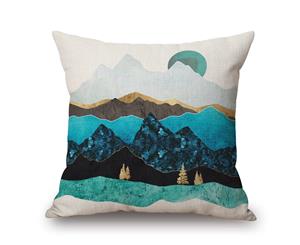 Simple Colored Landscape Painting on Cotton&linen Pillow Cover 84412