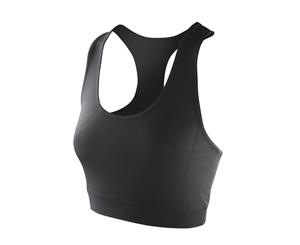 Spiro Womens/Ladies Softex Stretch Sports Sleeveless Crop Top (Black) - RW5171