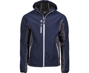 Tee Jays Mens Lightweight Performance Hooded Soft Shell Jacket (Navy/Dark Grey) - PC3431