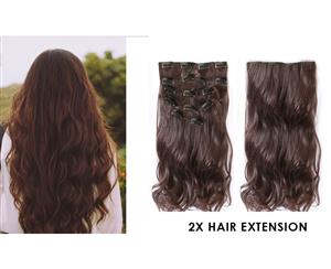 2Pcs 24" Wavy Curly High Synthetic Hair Extension Medium Brown 7Piece 16Clips 01 2X