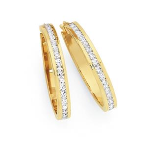 9ct Gold on Silver CZ Hoops