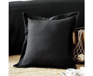 A Pair of 100% Cotton Black Waffle Euro Covers 65x65cm+5cm