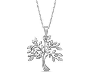 Bevilles Sterling Silver Tree of Life Necklace with 0.10ct of Diamonds