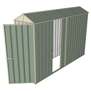 Build-a-Shed 0.8 x 3 x 2.3m Gable Single Hinged Door Shed with Single Sliding Side Door - Green