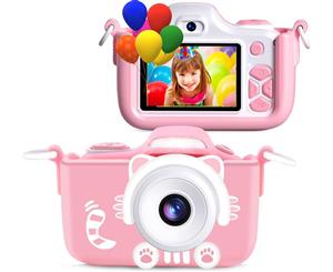 Catzon Cat Kids Camera + 8GB SD CardHD Video Camera Mini Camcorder Pink