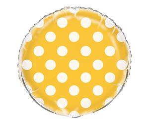 Dots Sunflower Yellow 45cm Foil Balloons - Packaged