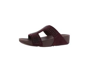 Fitflop Womens Glitzie Faux Suede Studded Slide Sandals