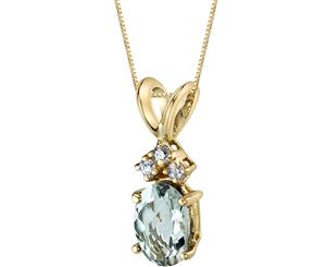 Green Amethyst Diamond Pendant 14K Yellow Gold Oval 7 x 5 mm 1 ct NSJP9668