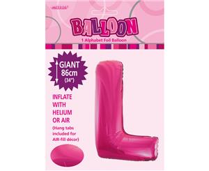 Hot Pink L Alphabet Foil Balloon 86cm