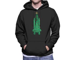 NASA Challenger Shuttle Christmas Tree Men's Hooded Sweatshirt - Black