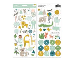 Pebbles - Peek-A-Boo You - Cardstock Stickers - Icons Boy with Glitter Accents