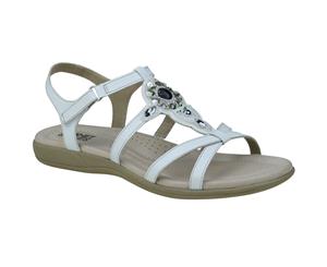 Planet Shoes Womens Comfort Powder Casual Sandal in White Leather