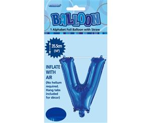 Royal Blue V Alphabet Foil Balloon 35cm