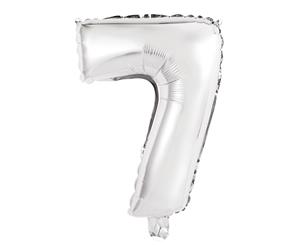 Silver 7 Numeral Foil Balloon 35cm