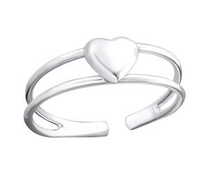 Sterling Silver 3D Heart Adjustable Toe Ring