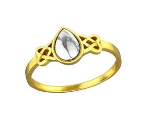 Sterling Silver Howlite Celtic Ring