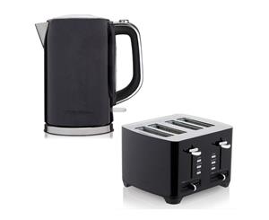 2pc Westinghouse 1.7L 2200W Cordless Kettle w/ 1750W Wide 4 Slice Toaster Black