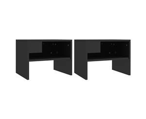 2x Bedside Cabinet High Gloss Black Chipboard Bedroom End Side Table