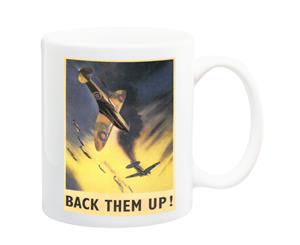 Back Them Up RAF Spitfires War 1940 Poster Mug - 11 Fluid Oz