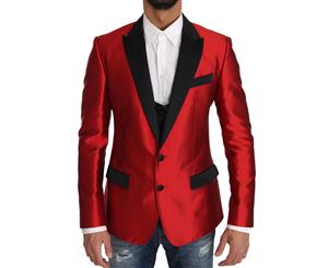 Dolce & Gabbana Red Black Silk 2 Piece Vest Blazer