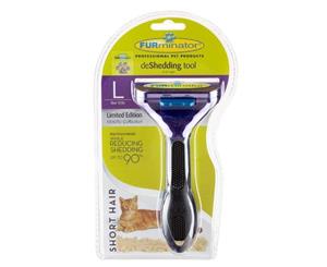 Furminator Short Hair Large Cat Deshedding Brush Metallic