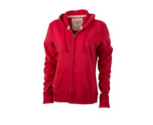 James And Nicholson Womens/Ladies Vintage Hoodie (Red) - FU464