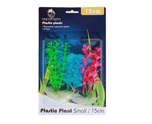 Neon Colour Plastic Aquarium Plants - Pack of 3 - 15cm (Aquatopia)