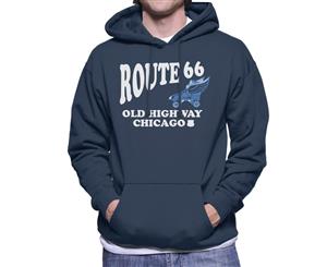 Route 66 Old Highway Chicago Men's Hooded Sweatshirt - Navy Blue