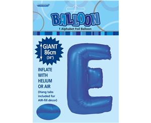 Royal Blue E Alphabet Foil Balloon 86cm