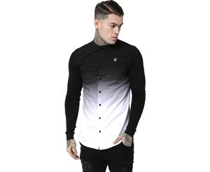 Sik Silk Men's Fade Grandad Long Sleeve Shirt Black