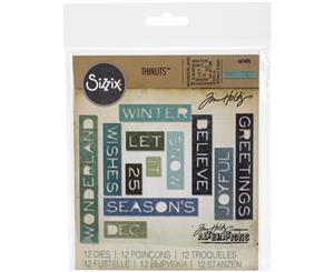 Sizzix Thinlits Dies 12/Pkg By Tim Holtz-Holiday Words