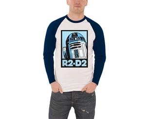 Star Wars T Shirt R2d2 Block Logo Vintage Official Mens Baseball Shirt - White