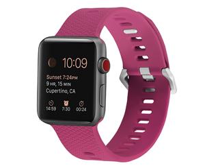 WIWU Silicone Plaid Sport Watch Band 38MM 42MM Soft Strap Watch Series 5/4/3/2/1-Barbie Pink