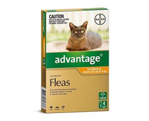 Advantage Cat Fleas Treatment 0-4kg Orange 4's (B9860)