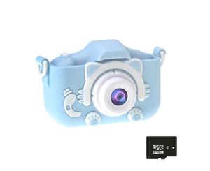 Catzon Cat Kids Camera + 16GB SD Card HD Video Camera Mini Camcorder Blue