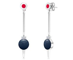 Cleveland Indians Diamond Dangle Earrings For Women In Sterling Silver Design by BIXLER - Sterling Silver