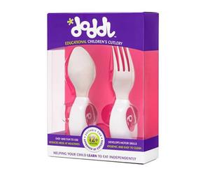 Doddl Fork and Spoon Set - Raspberry