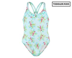 Escargot Toddler Girls' Parrot One Piece Swimsuit - Blue