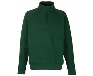 Fruit Of The Loom Mens Zip Neck Sweatshirt Top (Bottle Green) - BC1370