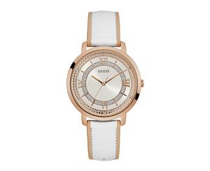 GUESS Women's 40mm Montauk Leather Watch - White/Rose Gold