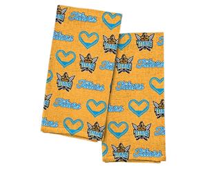 Gold Coast Titans NRL Team Logo and Coloured Tea Towels (2 pack)