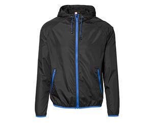 Id Mens Lightweight Fitted Windbreaker Jacket With Packaway Bag (Black) - ID369