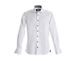 J Harvest & Frost Mens Red Bow Collection Regular Fit Formal Shirt (White/ Black) - RW3871