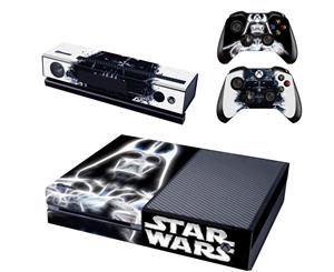 REYTID Console Skin / Sticker + 2 x Controller Decals & Kinect Wrap Compatible with Microsoft Xbox One - Full Set - Darth Vader - Black