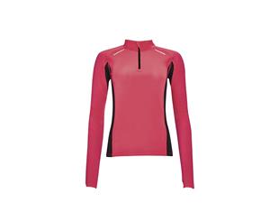 Sols Womens/Ladies Berlin Long Sleeve Zip Neck Running Top (Neon Coral) - PC2603