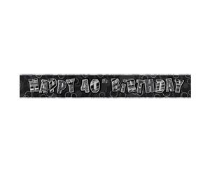 Unique Party 40Th Birthday Black/Silver Glitz Foil Banner (Black/Silver) - SG12300