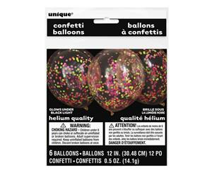 Unique Party Neon Confetti Balloons 12In (Pack Of 6) (Neon Confetti) - SG14327